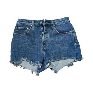 Levi's Blue Frayed Jean Shorts